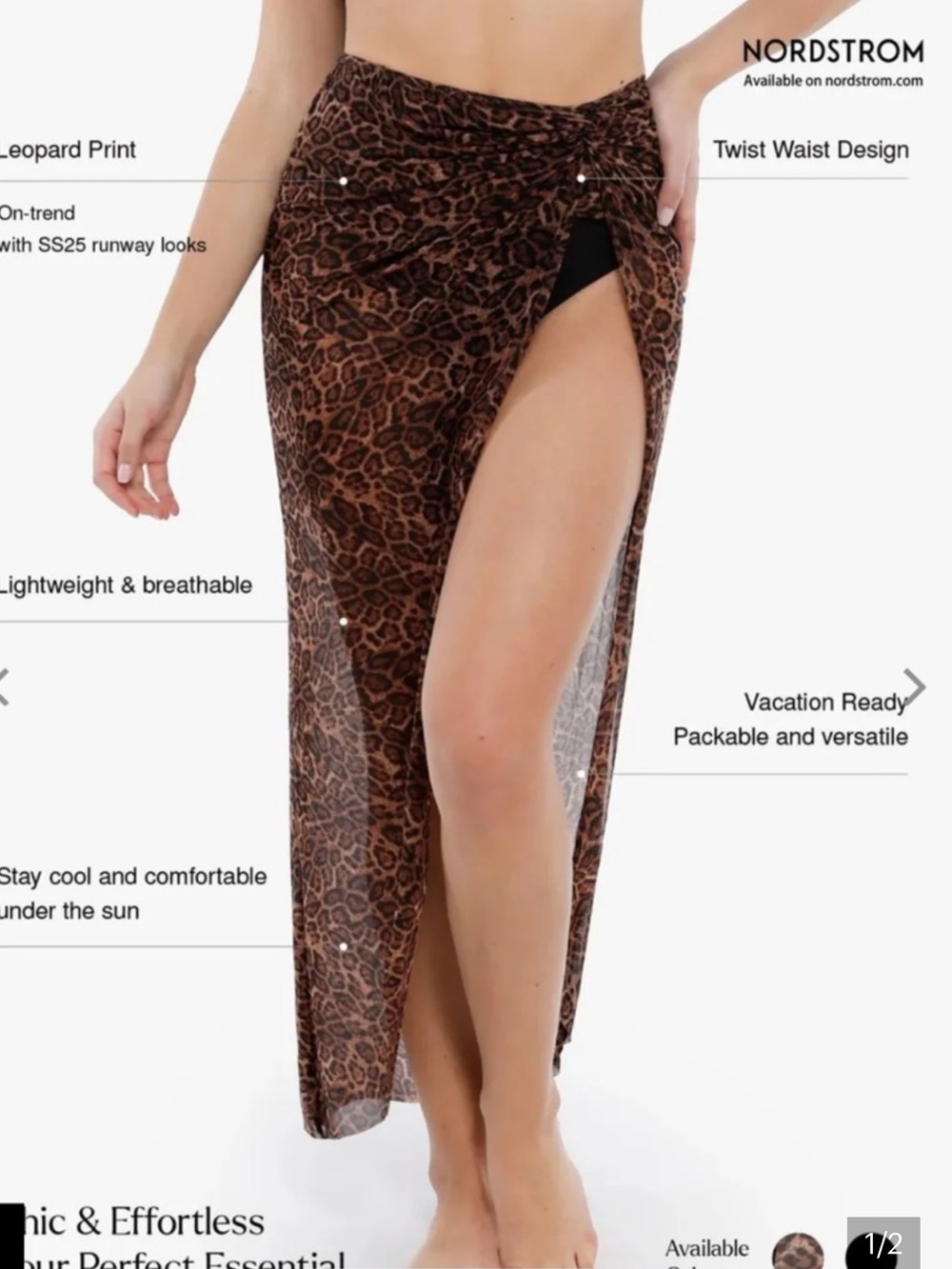 Popilush Leopard Print Twist skirt swim cover up